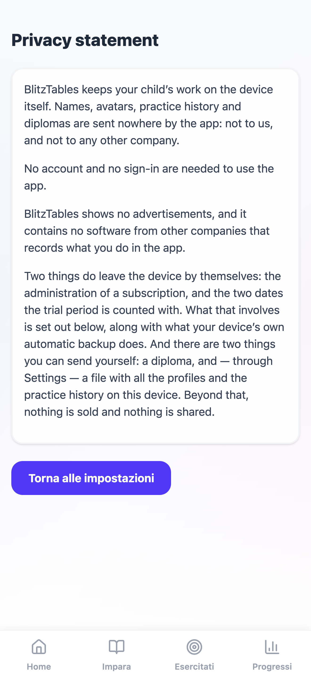 L’informativa sulla privacy nell’app